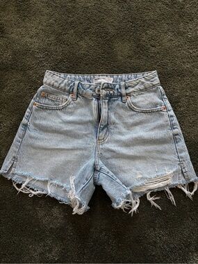 Garage Light Blue Distressed Denim Shorts